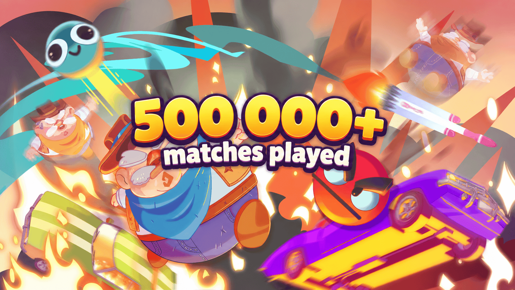 500000+ matches played, surrounded by Gaming Couch characters