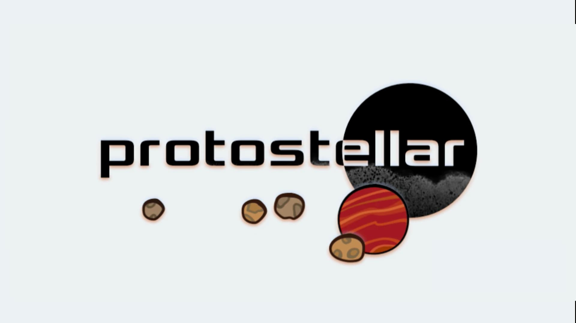 Protostellar: Impact logo art with planets and small asteroids, by GameLoom Studio